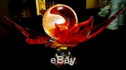 Authentic Fire Glow Dragon Spirit Crystal Ball with Stand. Large Clear Piece