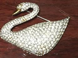 Authentic SWAROVSKI CRYSTAL Vintage Signed SWAN SIGNATURE 3 Piece Set Pin BRACEL