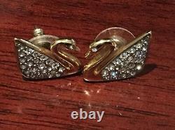 Authentic SWAROVSKI CRYSTAL Vintage Signed SWAN SIGNATURE 3 Piece Set Pin BRACEL