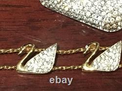 Authentic SWAROVSKI CRYSTAL Vintage Signed SWAN SIGNATURE 3 Piece Set Pin BRACEL