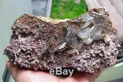 BARITE CLEAR FINE CRYSTALS on RED SANDSTONE MATRIX from PERÚ. MASTER PIECE