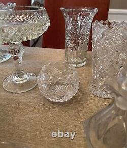 BEAUTIFUL VINTAGE & ANTIQUE Crystal GLASS COLLECTIBLES 28 PIECES DONT MISS THIS