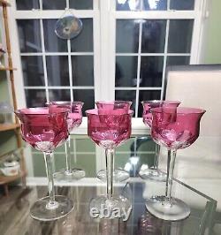 Baccarat Genova Cranberry Overlay Wine Glasses