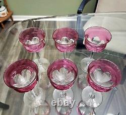 Baccarat Genova Cranberry Overlay Wine Glasses