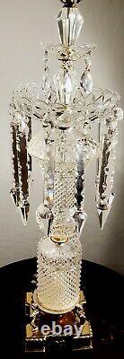 Baccarat Style Hollywood Regency Fine Crystal Table Lamp 100% Complete Piece