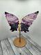 Beautiful Statement Piece Rainbow Fluorite Butterfly Wings With Gold Stand