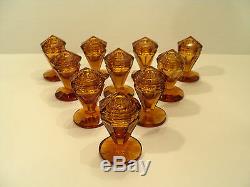 Beautiful Vintage Amber Cut Crystal Art Deco Salt / Pepper Shakers (10 Pieces)