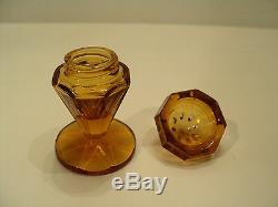 Beautiful Vintage Amber Cut Crystal Art Deco Salt / Pepper Shakers (10 Pieces)