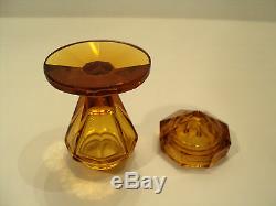 Beautiful Vintage Amber Cut Crystal Art Deco Salt / Pepper Shakers (10 Pieces)