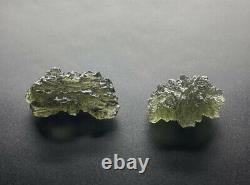 Besednice Moldavite 2 Piece Lot Small Crystals 7.74gr/38.7ct Tektites