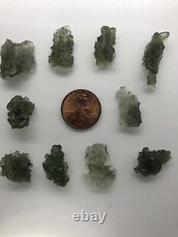 Besednice Moldavite Wholesale Lot 10 Piece Small Crystals 10.89gr/54.45ct