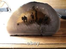 Big 8 1/4inch Prestine White Quartz Crystal Geode Miner Figurines Stunning Piece