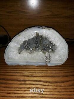 Big 8 1/4inch Prestine White Quartz Crystal Geode Miner Figurines Stunning Piece