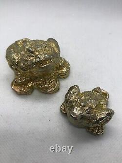 Bismuth crystal Lucky Gold Cat And Frog package/3 Pieces