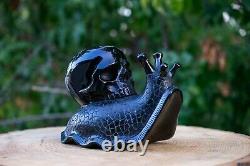 Black Obsidian Crystal Skull Snail Large Hand Carved 7.5 One of a Kind Piece