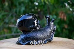 Black Obsidian Crystal Skull Snail Large Hand Carved 7.5 One of a Kind Piece