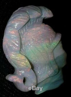 Black Queensland Opal Carving, 20cts stunning colourful natural large piece