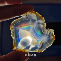 Bulk 20 Pieces Top Grade Iris Rainbow Agate Slice Indonesia Rainbow Iris Agate
