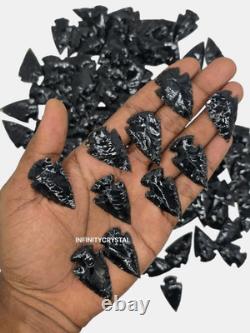 Bulk Obsidian Arrowhead 1-1.5 Natural Volcanic Stone Points Boho Jewelry Making