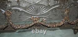 CENTER-PIECE RARE STERLING & CRYSTAL BOWL 19 C FRENCH With4 RAMS HEAD 3800 GR