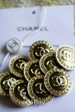 CHANEL BUTTONS 4 pieces France Logo CC size 24 mm 1 inch Metal & Crystals