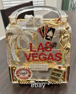 COLLECTIBLE VEGAS ACRYLIC PURSE with REAL SWAROVSKI CRYSTAL