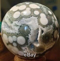 COLLECTORS Piece 57mm 8.7OZ Natural Geode Ocean Jasper Crystal Sphere Ball