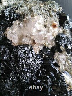 Cabinet Specimen Black Tourmaline with crystal quartz, 5+lbs Rare NY Piece