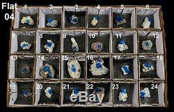 Cavansite blue crystals (24 pieces Flat) Natural Mineral Specimen # Flat 04