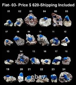 Cavansite blue crystals Natural Mineral Specimen (24 pieces Flat)