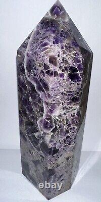 Chevron Amethyst HUGE TOWER! Big Point Large Tall Gorgeous Piece 8In Tall, 3lbs