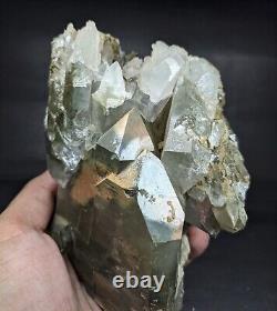 Chlorite included Quartz crystal, interesting formation, cabinet piece. 1180 grm