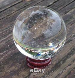 Clear Crystal Ball Quartz with Wood Stand (80 mm 200 mm) Healing Sphere