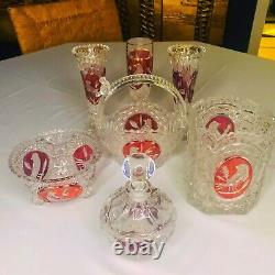 Collection Of 7 Vintage Hofbauer Ruby Red Byrdes Pieces