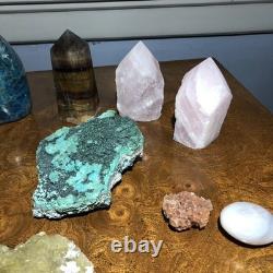 Crystal Collection Apatite, Quartz, Fluorite, Labradorite, More 15 Pieces