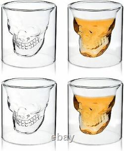 Crystal Skull Shot Glass for Whiskey, Vodka & Cocktails 2 Piece Set for Liquor