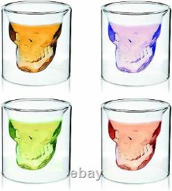 Crystal Skull Shot Glass for Whiskey, Vodka & Cocktails 2 Piece Set for Liquor