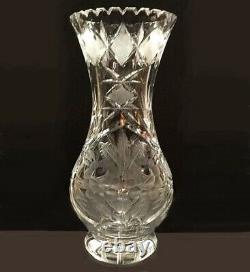 Crystal cut glass vase. American Brilliant Period. Finely cut piece