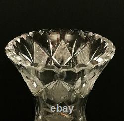 Crystal cut glass vase. American Brilliant Period. Finely cut piece