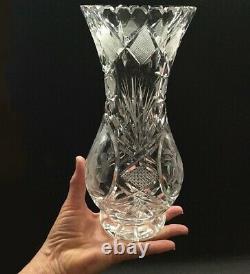 Crystal cut glass vase. American Brilliant Period. Finely cut piece