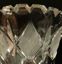 Crystal cut glass vase. American Brilliant Period. Finely cut piece