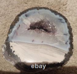 Cut & Polished Mexico Crystal Geode Specimens 3lbs, 2 pieces, both sides of geod