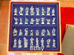 DANBURY MINT Swarovski Crystal Fantasy CHESS SET Wood Board Pewter Pieces LotR