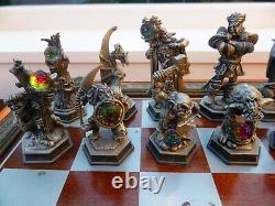 DANBURY MINT Swarovski Crystal Fantasy CHESS SET Wood Board Pewter Pieces LotR