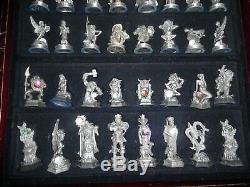 Danbury Mint Chess FANTASY OF THE CRYSTAL 32 CHESS PIECES + BOARD