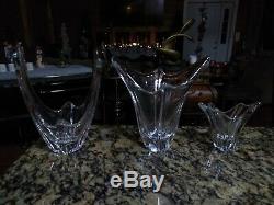 Daum France Clear Crystal 3 Piece Collection Beautiful