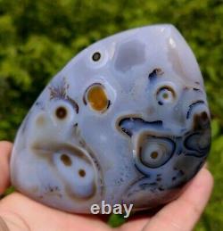 Dentritic Moss Agate 1lb9.8oz Unusual Dentritic Blue Geode Agate Display Piece