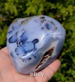 Dentritic Moss Agate 1lb9.8oz Unusual Dentritic Blue Geode Agate Display Piece