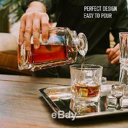 Doctor Hetzner 10 Piece Whiskey Decanter Set Crystal Whiskey Glasses Stones Tray