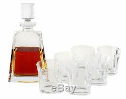 Doctor Hetzner 10 Piece Whiskey Decanter Set Crystal Whiskey Glasses Stones Tray